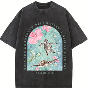 I Will Be with You Vintage Washed T-Shirt in Black