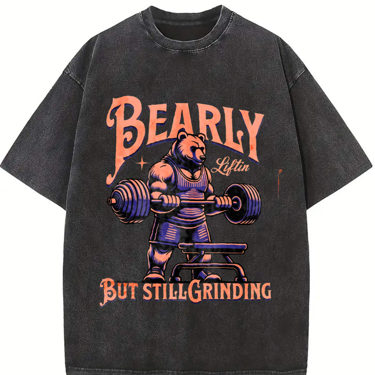 Bearly 40 but Still Grinding Vintage Washed T-Shirt in Black