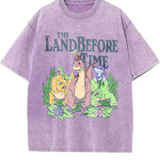 The Land Before Time Pastel Dinosaur Friends Vintage Washed T-Shirt in Purple