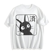 Cat Howl's Moving Castle Cotton T-Shirt in White