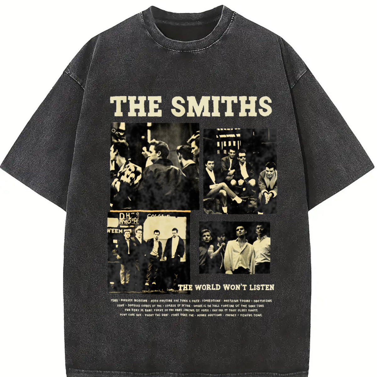 For Formal Urban Distressed Enthusiasts Vintage Washed T-Shirt in Black
