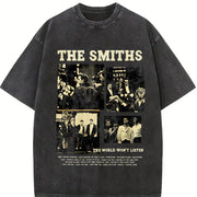 For Formal Urban Distressed Enthusiasts Vintage Washed T-Shirt in Black