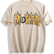 Fashionable No. 8 Ball Mom Vintage Washed T-Shirt in Beige