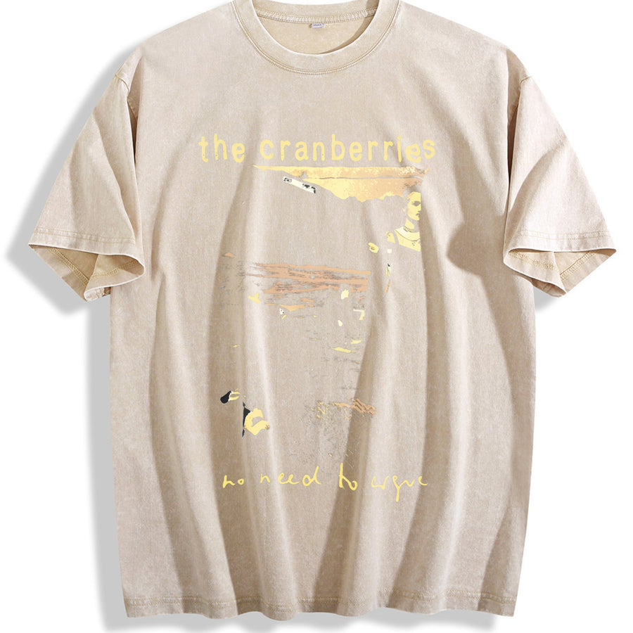 & Moisture-wicking Vintage Washed T-Shirt in Beige
