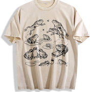 Frogs 90s Tattoo Retro ® Y2k Frog Vintage Washed T-Shirt in Beige