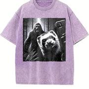 Retro Ferret Selfie with Bigfoot 90s Vintage Washed T-Shirt in Purple