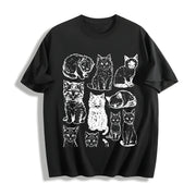 Cats 90s Tattoo Retro Y2k Kitten Cotton T-Shirt in Black