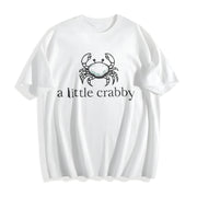 A Little Crabby Minimalist Beach Cotton T-Shirt in White