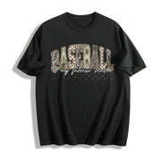 Camo Baseball Mama Coquette Baseball Military Camouflage Cotton T-Shirt in Black