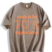Made in the 70s Original Parts Age Birthday Decade Cute Vintage Washed T-Shirt in Brown