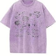 Shark Boho Marine Biologist Ocean Lovers vintage washed oversized T-shirt in Purple