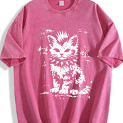 Punk Cat Grunge Rebel Cat Alternative 2026 Couple 2026 Vintage Washed T-Shirt in Red
