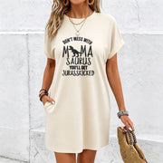 Don't Mess with Mom Dinosaur, You Will Be Kicked Cotton T-Shirt in White