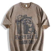 Raccoon Every Day Is Trash Day 90's Vintage Washed T-Shirt in Brown