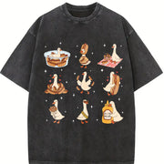 Hot Dog Lover Silly Goose Foodie Vintage Washed T-Shirt in Black