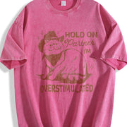 Retro Sarcastic Cat 90s Vintage Washed T-Shirt in Red