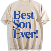 Best Son Ever Vintage Washed T-Shirt in Beige