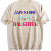 Awesome Like My Daughter Vintage Washed T-Shirt in Beige