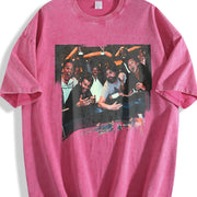 The Hangover Playing Poker The Hangover Movie vintage washed oversized T-shirt in Red