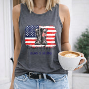 Home of the Free Because of the Brave Women's Color Cotton Tank Top in Gray