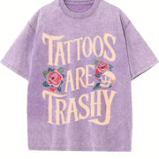 Tattoos Are Trashy Vintage Washed T-Shirt in Purple