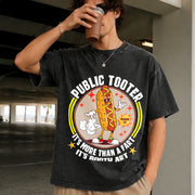Public Tooter Inappropriate Embarrassing Adult Humor Vintage Washed T-Shirt in Black