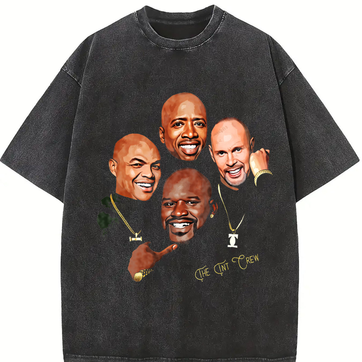Charles Barkley Shaq Ernie Johnson And Kenny Smith TNT vintage washed oversized T-shirt in Black