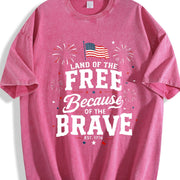 Land of the Free Because of the Brave Vintage Washed T-Shirt in Red