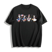 Patriotic Goose July 4th Cotton T-Shirt in Black