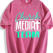 Church Media Team Vintage Washed T-Shirt in Red