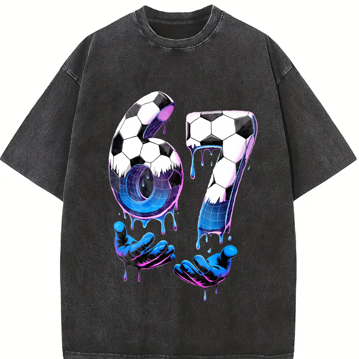 67 Soccer Vintage Washed T-Shirt in Black