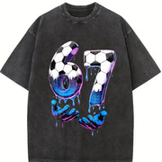 67 Soccer Vintage Washed T-Shirt in Black