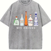 Mis Amigos Tequila Vintage Washed T-Shirt in Gray