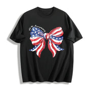 Coquette Bow USA 4th of July Cotton T-Shirt in Black