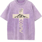 Retro 230 Pure 'God Is Greater Than Our Highs And Lows' vintage washed oversized T-shirt in Purple