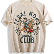 Feral Moms Social Club Vintage Washed T-Shirt in Beige