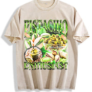 Pistachio Enthusiast 90s Vintage Washed T-Shirt in Beige