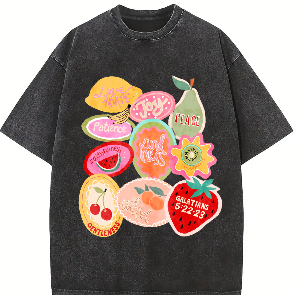 Short-sleeve Vintage Washed T-Shirt in Black