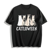 Catloween Cat Costume Cotton T-Shirt in Black