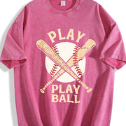 Play Ball Baseball Vintage Washed T-Shirt in Red