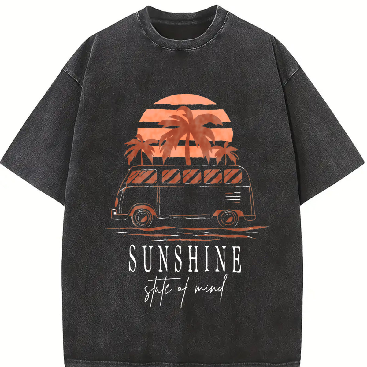 Sunshine Surf Bus Vintage Washed T-Shirt in Black