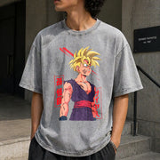 Super Saiyan Warrior Gohan Vintage Washed T-Shirt in Gray
