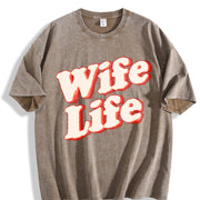 Wife Life Vintage Washed T-Shirt in Brown