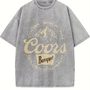 Wash Old Down Shoulder Sleeves Vintage Washed T-Shirt in Gray