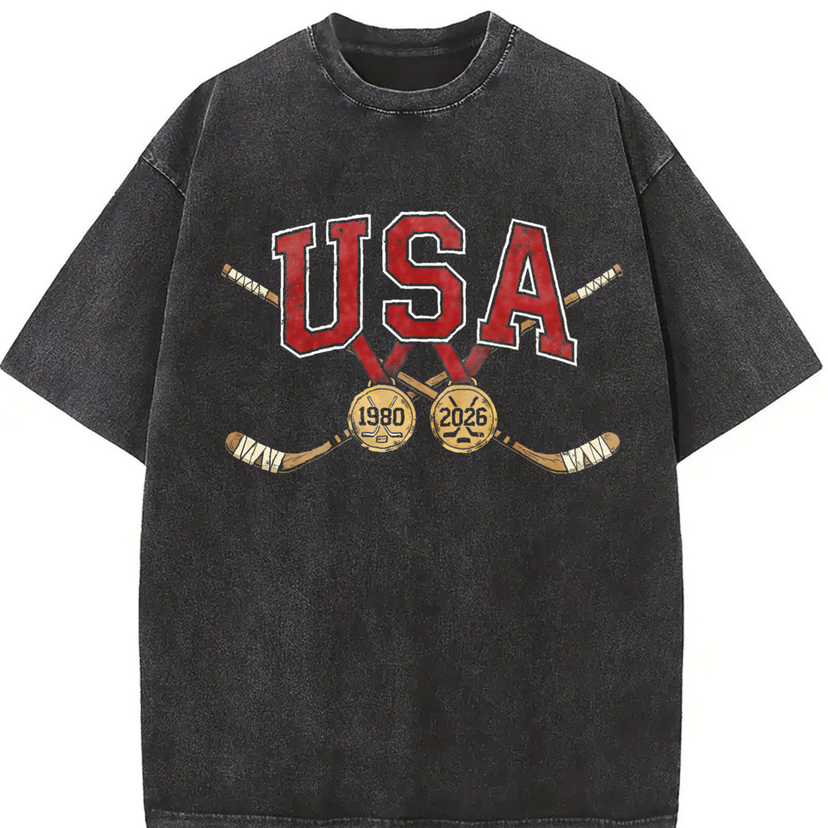USA Hockey Vintage Washed T-Shirt in Black