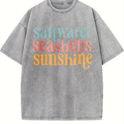 Pastel Pink & Ora Coastal Vintage Washed T-Shirt in Gray