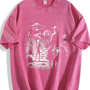 Cowboy Ufo Western ® 90s Vintage Washed T-Shirt in Red