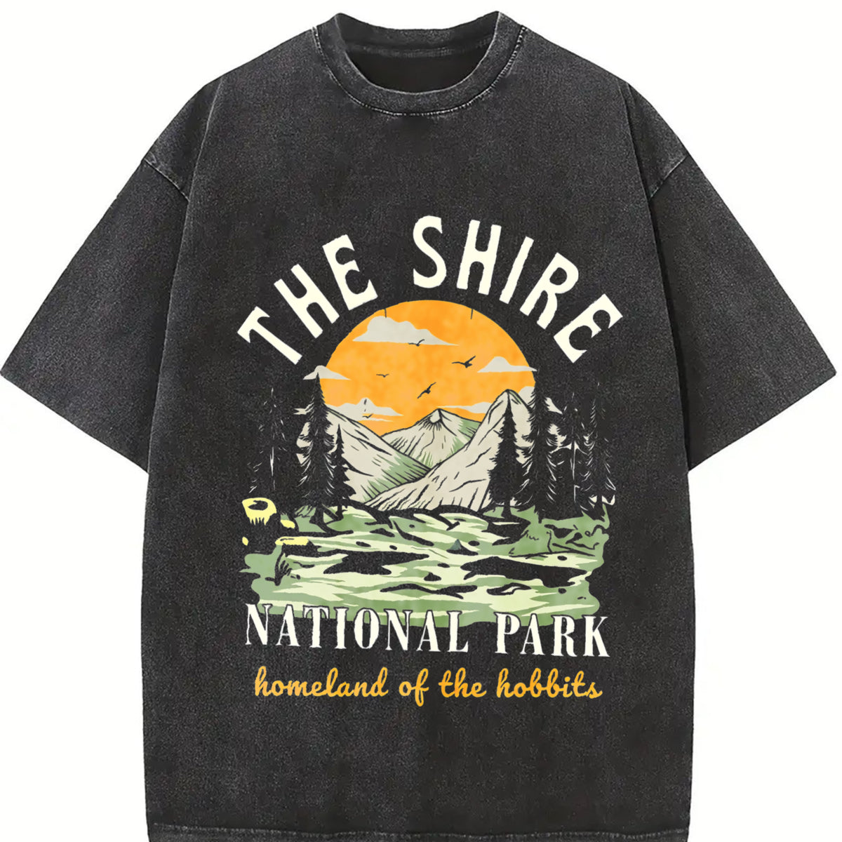 The Shire Lord of The Rings - National Park - Homeland of vintage washed oversized T-shirt in Black