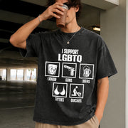 I Support LGBTQ Liquor Vintage Washed T-Shirt in Black