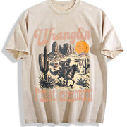 Retro Wranglin' Feral Children Raccoon 90s Western vintage washed oversized T-shirt in Beige